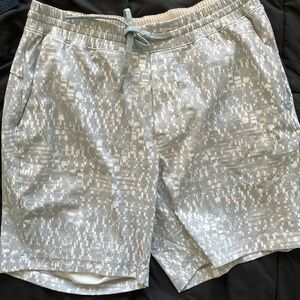 lululemon athletica Light Gray Patterned Swim Shorts